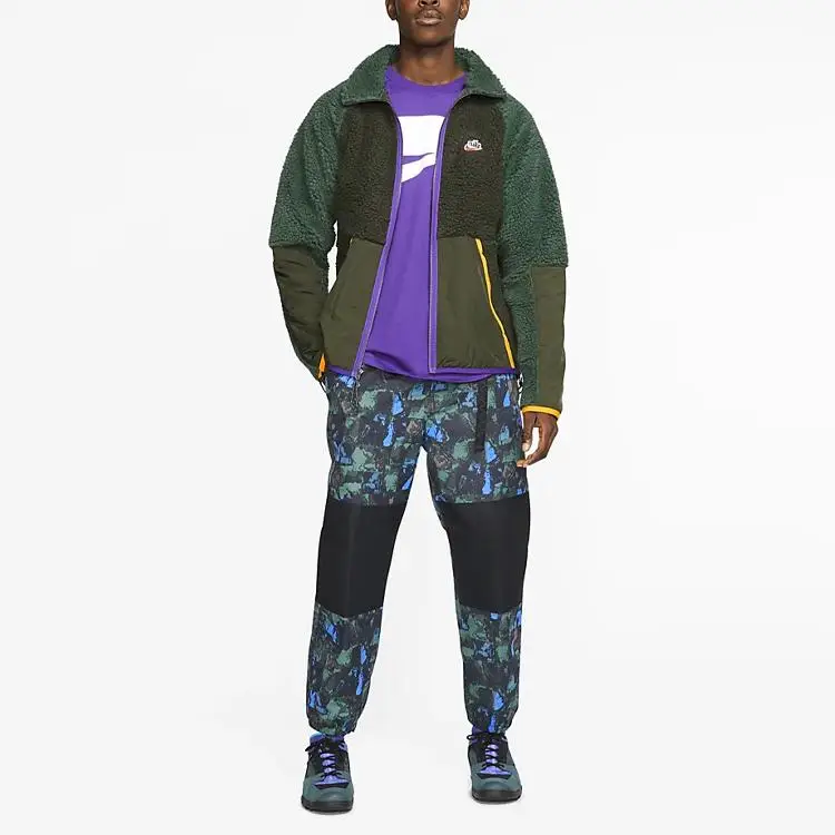 Nike Giacca Calda Colorblock Collo Alto Verde Uomo miniatura 2