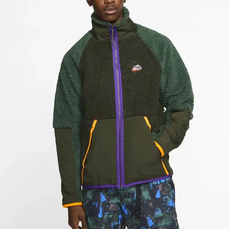 Nike Giacca Calda Colorblock Collo Alto Verde Uomo miniatura 3