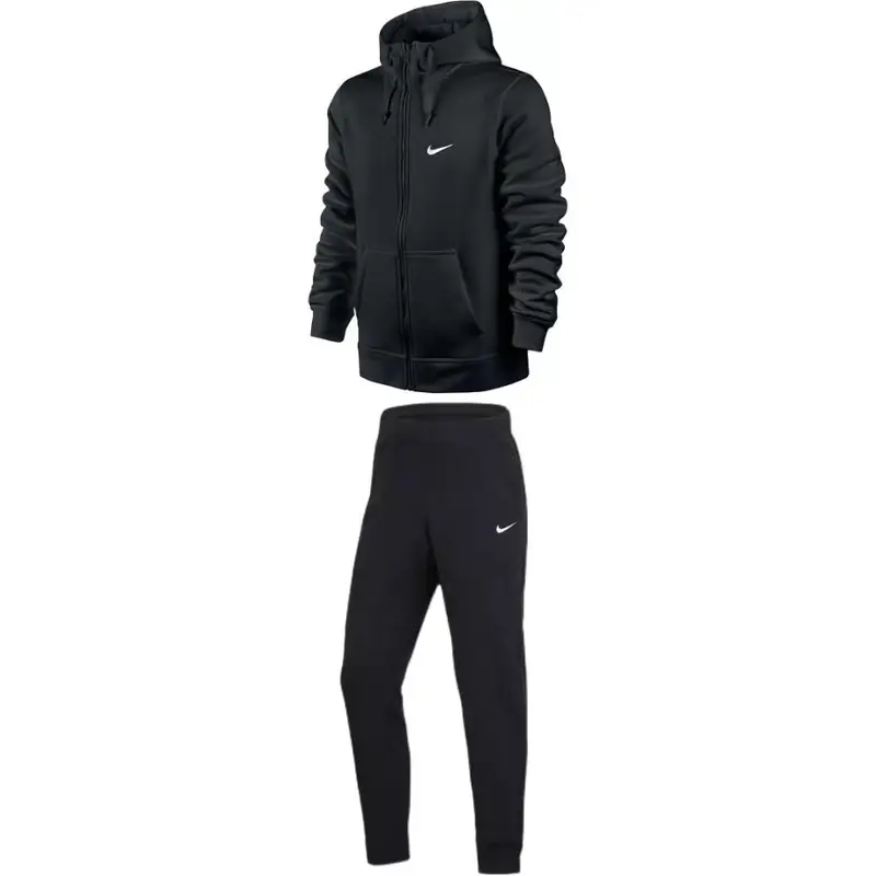 Nike Giacca Calda e Pantaloni Lunghi Tuta Sportiva Uomo Nero in Pile