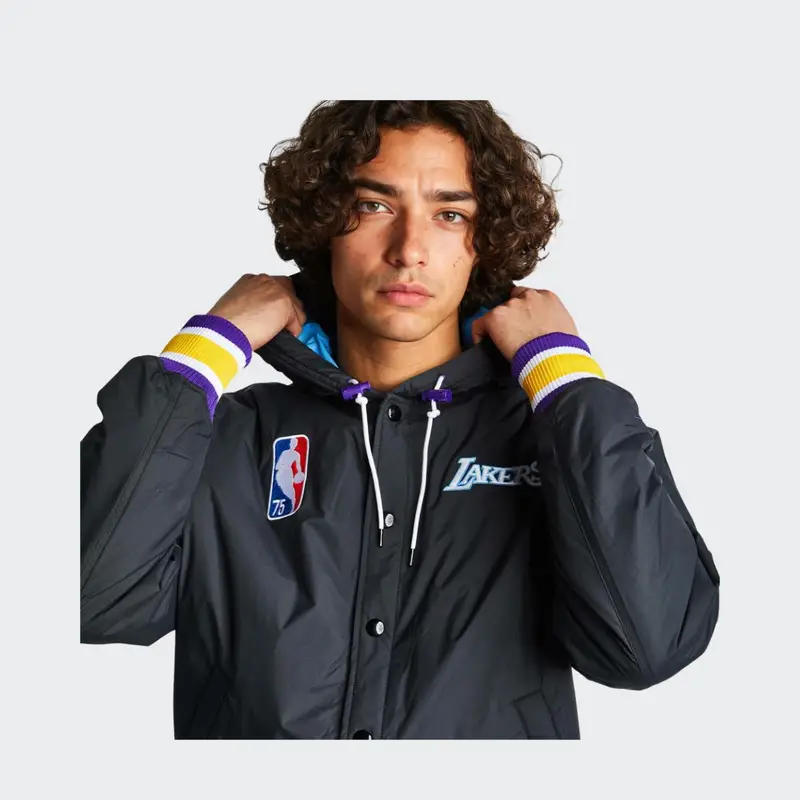 Giacca casual sportiva con cappuccio in cotone Nike Los Angeles Lakers da uomo Giacca Nera DB1989-010 XL miniatura 3