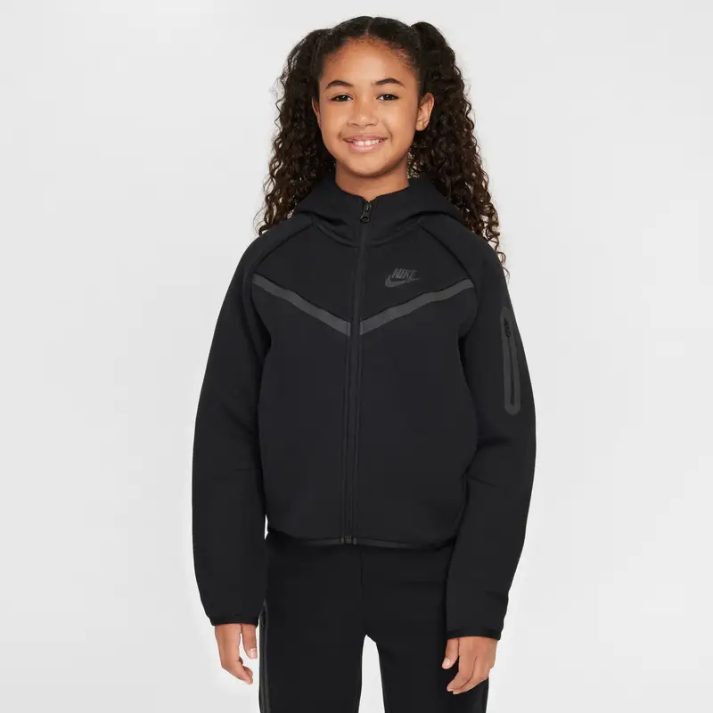 Giacca con cappuccio da bambina Nike Tech Fleece Noir