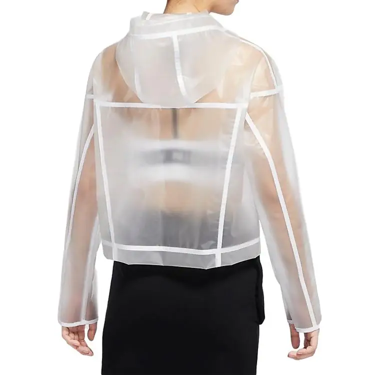 Giacca con Cappuccio e Zip a Maniche Lunghe Solida Semitrasparente Nike Sportswear Windrunner Unisex Capispalla Bianco CU6579-975 L miniatura 3