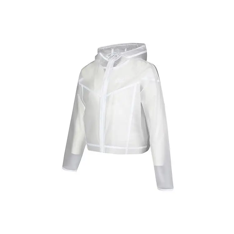 Giacca con Cappuccio e Zip a Maniche Lunghe Solida Semitrasparente Nike Sportswear Windrunner Unisex Capispalla Bianco CU6579-975 S miniatura 4