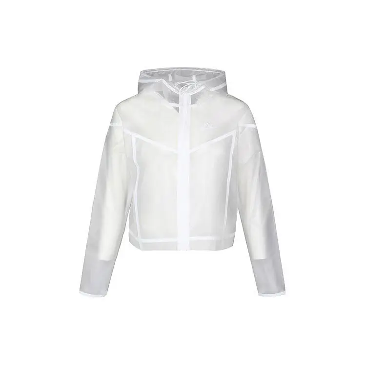 Giacca con Cappuccio e Zip a Maniche Lunghe Solida Semitrasparente Nike Sportswear Windrunner Unisex Capispalla Bianco CU6579-975 S