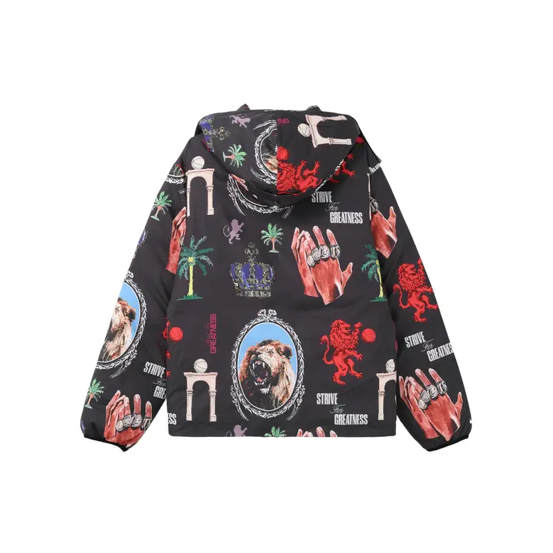 Nike Felpa con cappuccio e zip da uomo nero e stampa miniatura 2