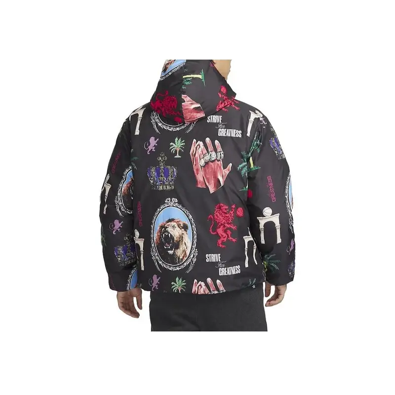 Nike Felpa con cappuccio e zip da uomo nero e stampa miniatura 4