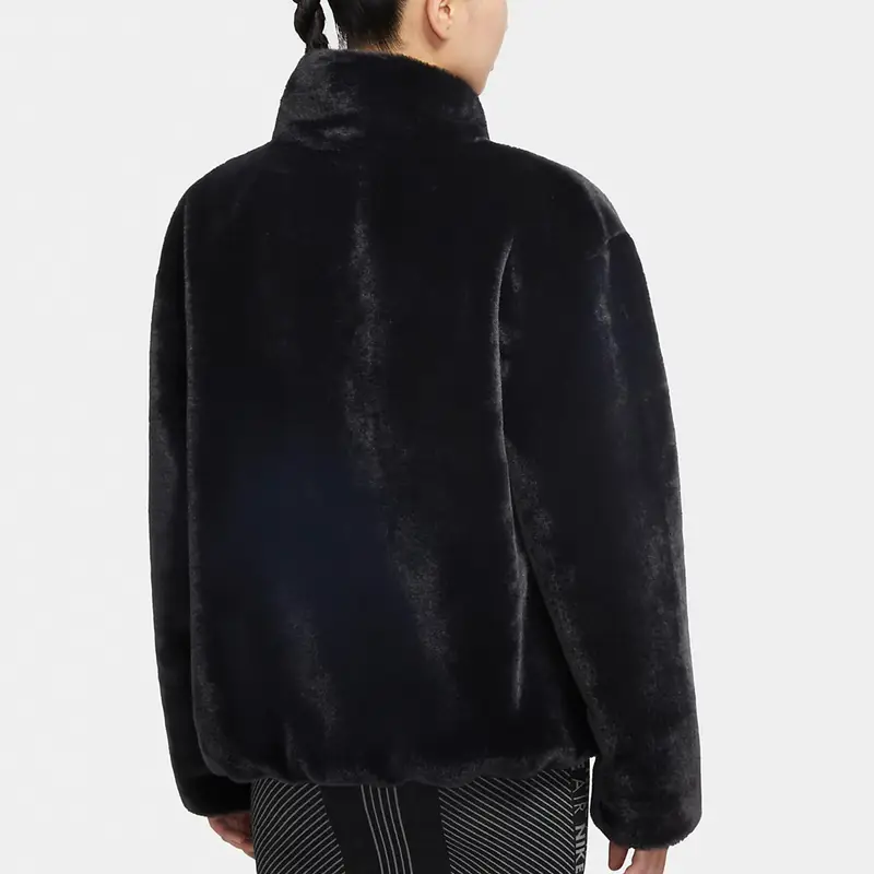 Giacca con Colletto in Pile con Logo Grande Swoosh Nike Sportswear per la Primavera Giacche da Donna Nera CU6559-010 S miniatura 2