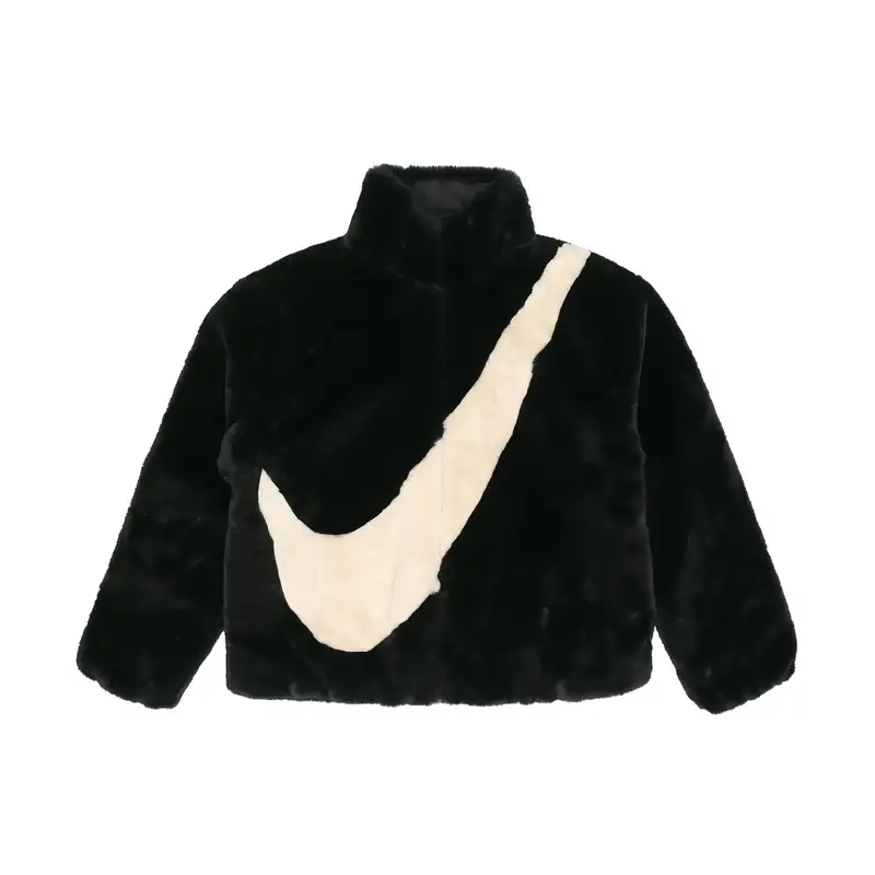 Giacca con Colletto in Pile con Logo Grande Swoosh Nike Sportswear per la Primavera Giacche da Donna Nera CU6559-010 XS