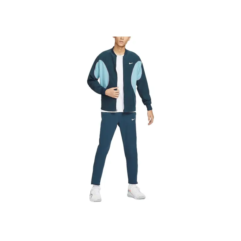 Giacca con zip Nike Court Advantage Dri-Fit Tessuto Asciugatura Rapida Uomo Giacca Blu Mare Profondo Verde Denim Borgogna Brillante FD5342-478 S miniatura 2