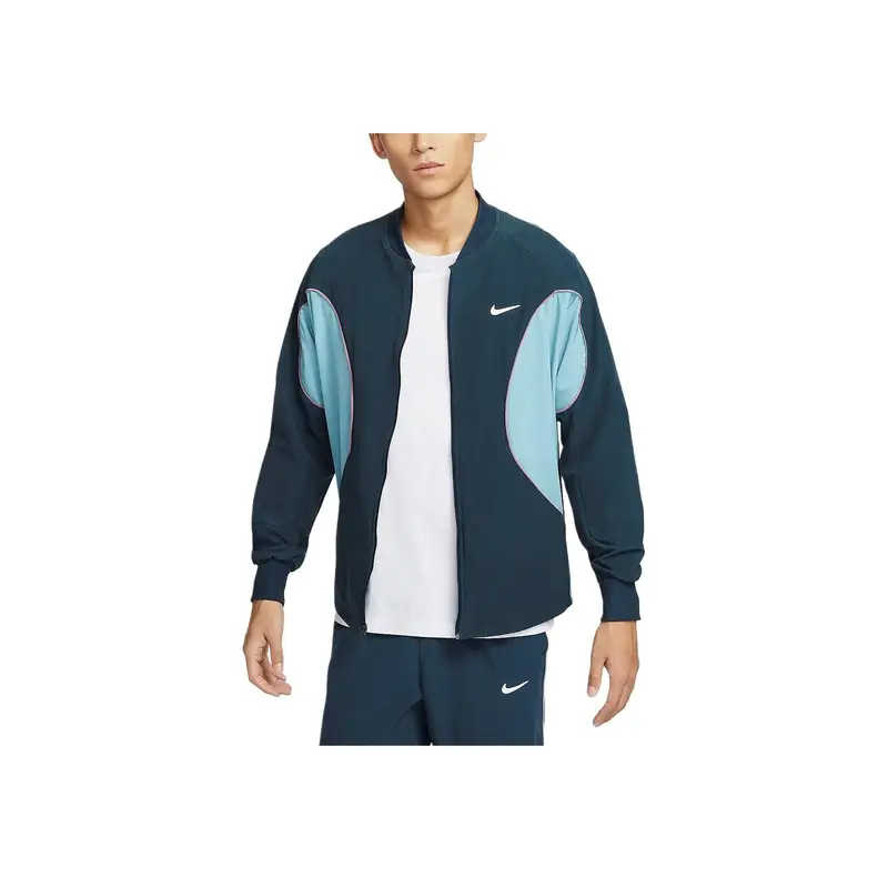 Giacca con zip Nike Court Advantage Dri-Fit Tessuto Asciugatura Rapida Uomo Giacca Blu Mare Profondo Verde Denim Borgogna Brillante FD5342-478 XL