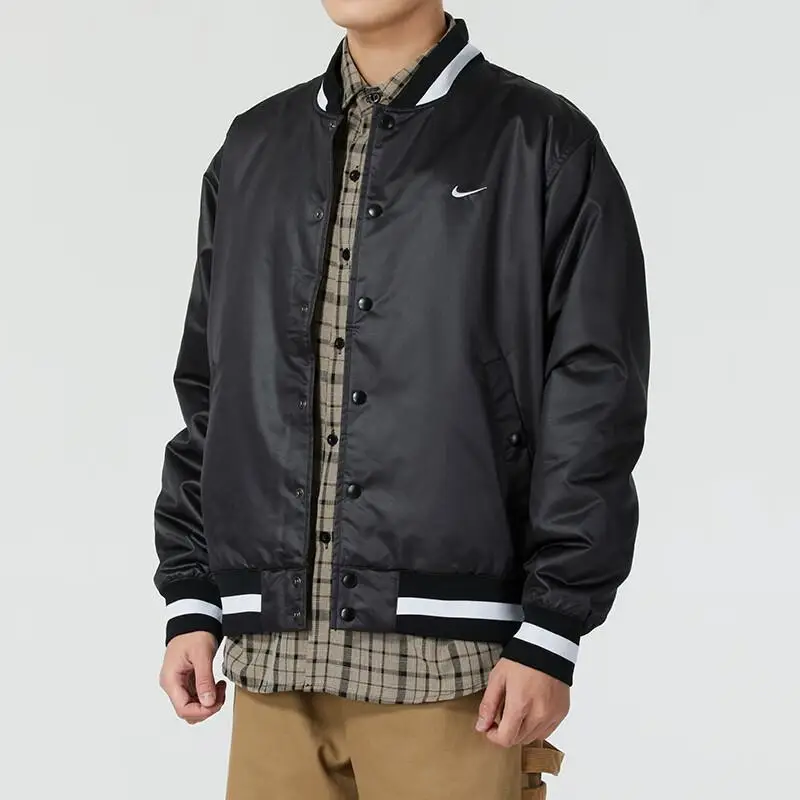 Giacca da baseball monopetto Nike DNA Therma-Fit da uomo, casual, sportiva, da esterno, nera, FZ0663010 S miniatura 2