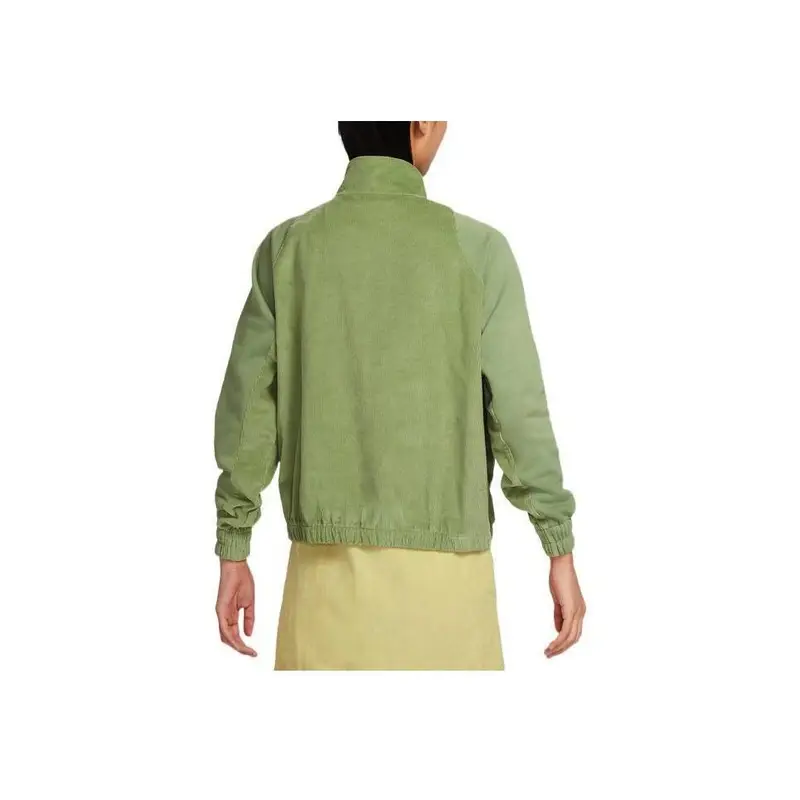 Giacca da donna Nike in velluto a coste con logo a tinta unita, zip intera, collo alto, verde DQ6929-334 S miniatura 2