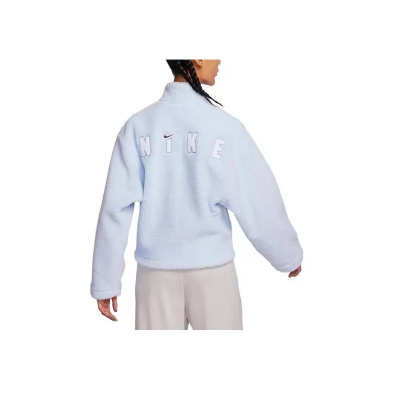 Giacca da Donna Nike Monocolore con Collo Alto e Zip, Casual, Vestibilità Ampia, Spessa in Pile, Viola Blu FV4009-423 M miniatura 5