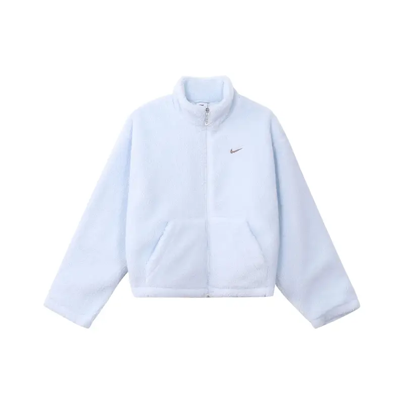 Giacca da Donna Nike Monocolore con Collo Alto e Zip, Casual, Vestibilità Ampia, Spessa in Pile, Viola Blu FV4009-423 M