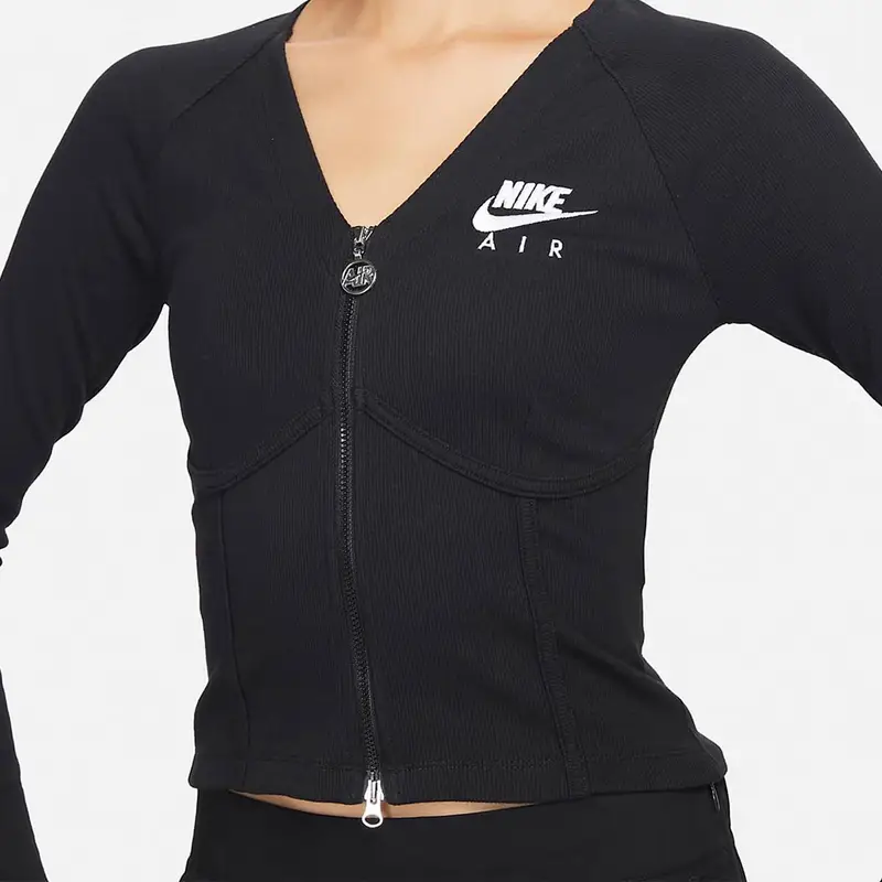 Giacca da donna Nike Sportswear con logo ricamato, doppia zip e apertura ossea, nera FD2377-010 L miniatura 3