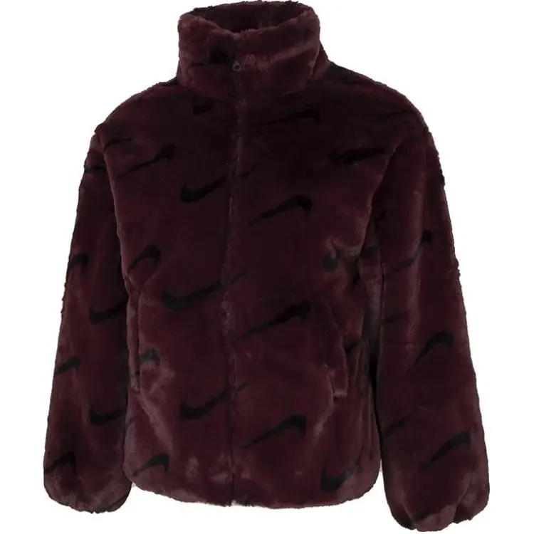 Giacca da Donna Nike Stampata in Finta Pelliccia (Dimensionamento dell Asia) Bordeaux Crush Abbigliamento Streetwear da Donna DQ6843-652 XL miniatura 3