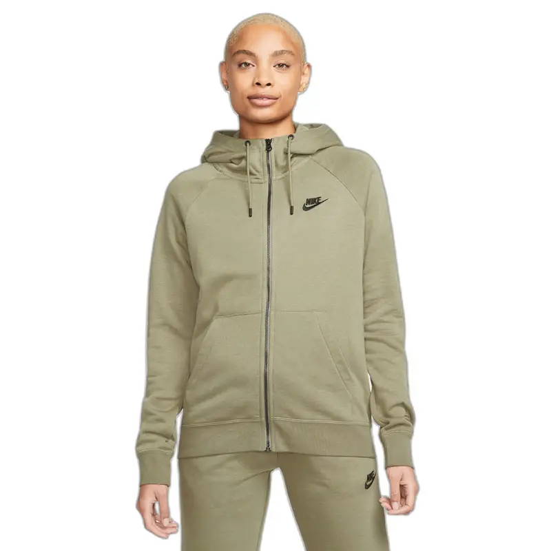 Giacca da tuta da donna con cappuccio e zip integrale Nike Sportswear Essential Vert
