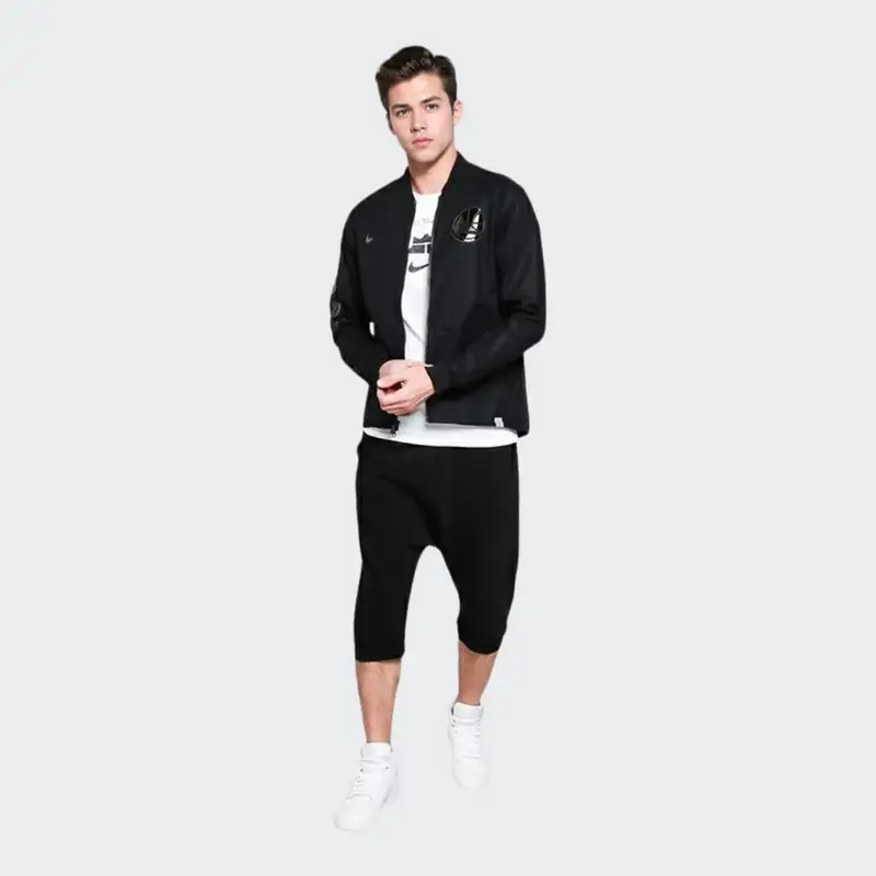 Giacca da uomo Nike NBA Golden State Warriors con scritta e numeri solidi, collo alto, zip, giacca nera 860801-010 M miniatura 2