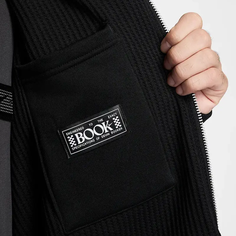 Giacca da uomo Nike Therma-Fit Devin Booker in pile caldo a maniche lunghe con cappuccio e vestibilità ampia Nera HJ3898-010 XL miniatura 4