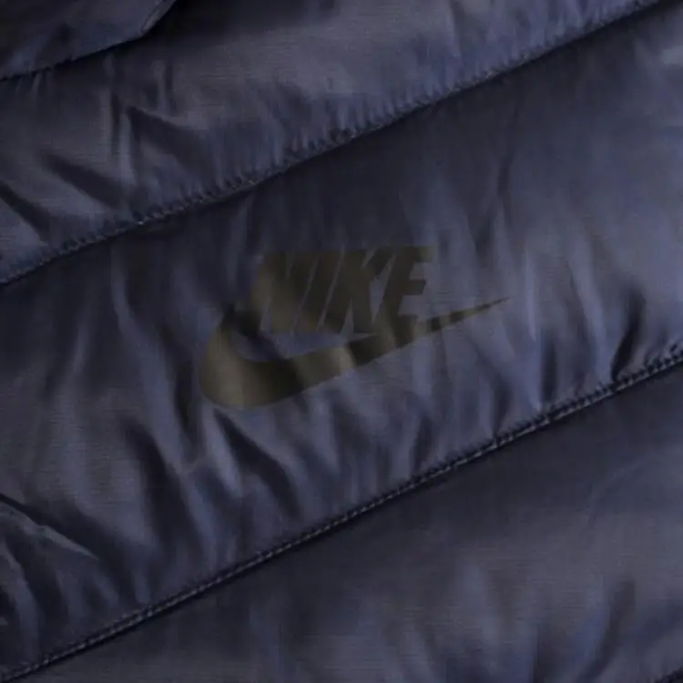 Giacca imbottita con cappuccio Nike a blocchi di colore, calda, in piuma, da uomo, capospalla, blu, nero 541457-410 M miniatura 2