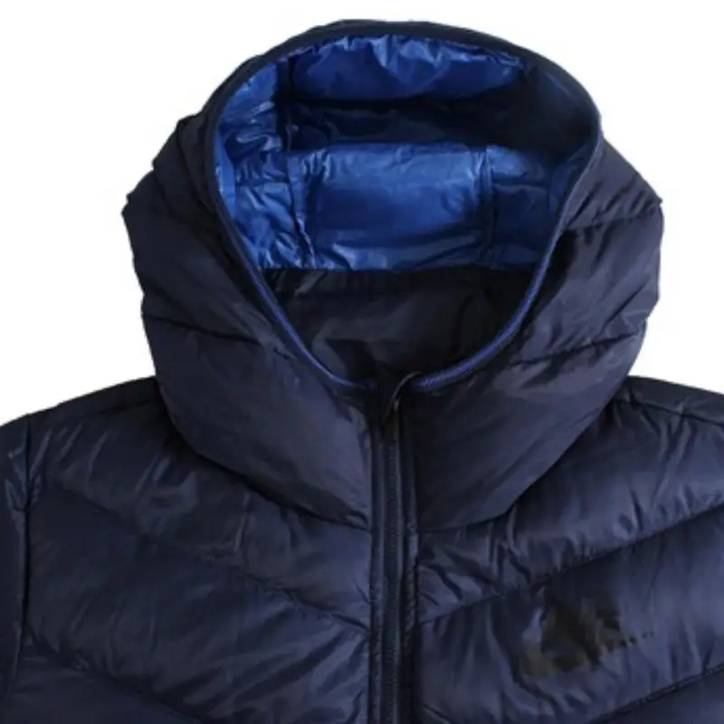 Giacca imbottita con cappuccio Nike a blocchi di colore, calda, in piuma, da uomo, capospalla, blu, nero 541457-410 M miniatura 3