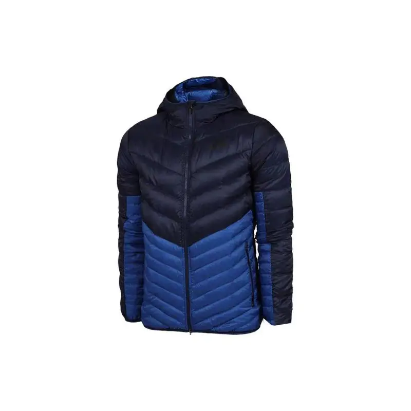 Giacca imbottita con cappuccio Nike a blocchi di colore, calda, in piuma, da uomo, capospalla, blu, nero 541457-410 M