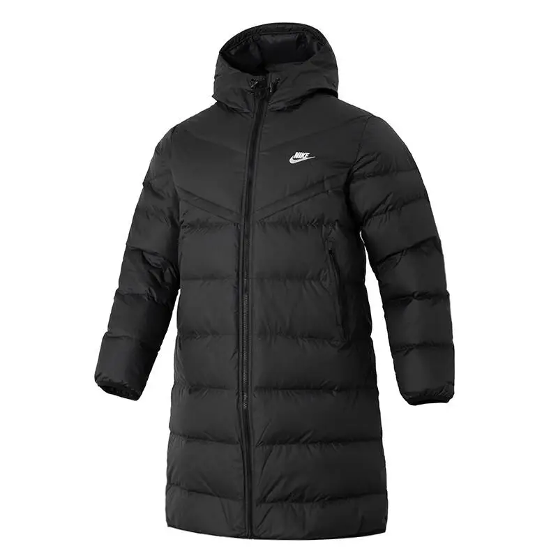 Giacca imbottita in piumino Nike Solid Warm Casual di media lunghezza con cappuccio da uomo capispalla Nero FB8180-010 XXXL