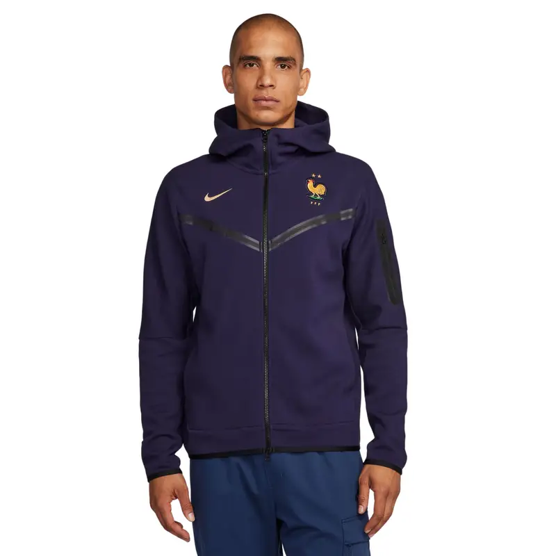 Giacca impermeabile con cappuccio e zip Francia Tech Fleece 2024/25 Bleu