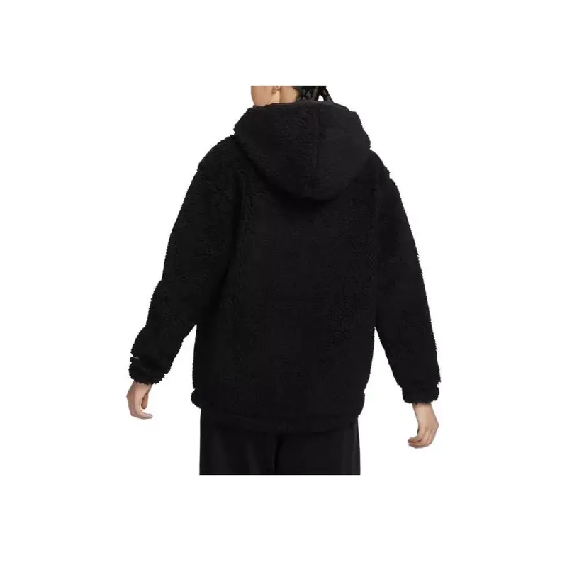 Giacca in Pile Casual con Cappuccio e Zip con Lettera Nike da Donna Nera FB8696-010 M miniatura 3