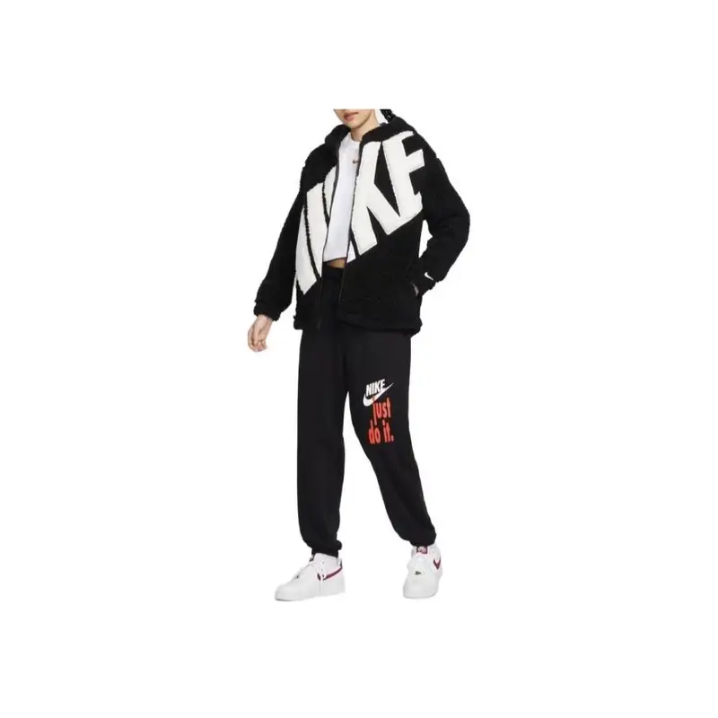 Giacca in Pile Casual con Cappuccio e Zip con Lettera Nike da Donna Nera FB8696-010 XXL miniatura 2