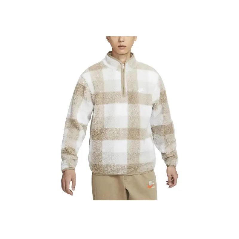 Giacca in Pile Nike Comoda Morbida Collo Alto Uomo giacche Kaki Sail-White Light-Bone FZ0898-247 2XL miniatura 2