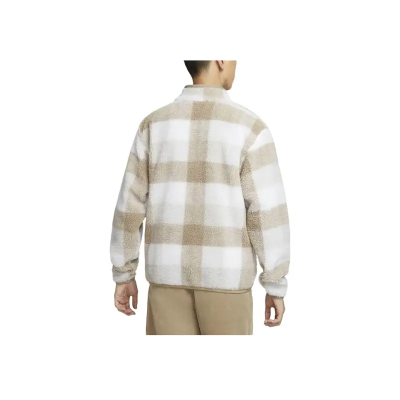 Giacca in Pile Nike Comoda Morbida Collo Alto Uomo giacche Kaki Sail-White Light-Bone FZ0898-247 2XL miniatura 5