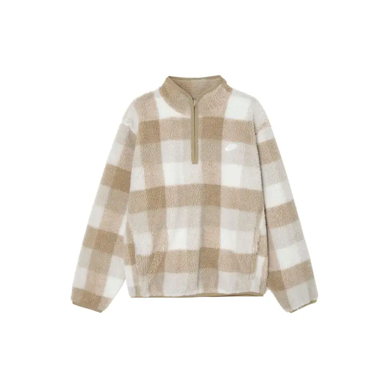 Giacca in Pile Nike Comoda Morbida Collo Alto Uomo giacche Kaki Sail-White Light-Bone FZ0898-247 S