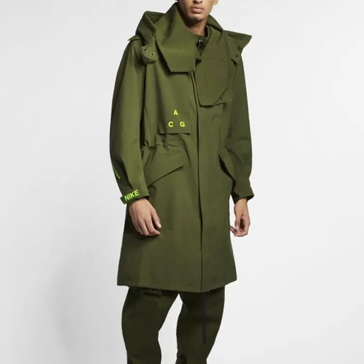 Giacca Lunga con Cappuccio Nike Lab ACG Gore-Tex Uomo Capo Esterno Verde Oliva AQ3516-395 S miniatura 3