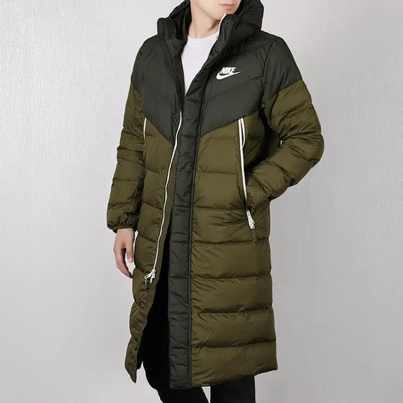 Giacca Lunga Imbottita in Piumino con Stampa Logo Nike e Collo Alto Uomo Capispalla Verde AA8854-355 XL miniatura 3