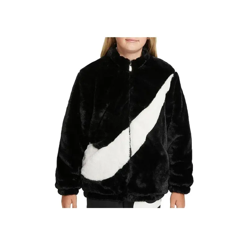 Giacca Nike Bambino Stampata Logo Grande Cerniera Collo Alto Calda Giacche Bambino Nera DV6207-010 M