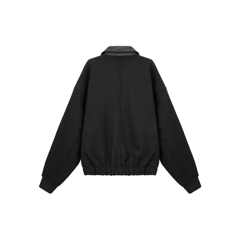 Giacca Nike Solo Lana Collo Varsity Comoda Moda Manica Lunga Uomo giacche Nero Bianco FZ1168-010 L miniatura 5