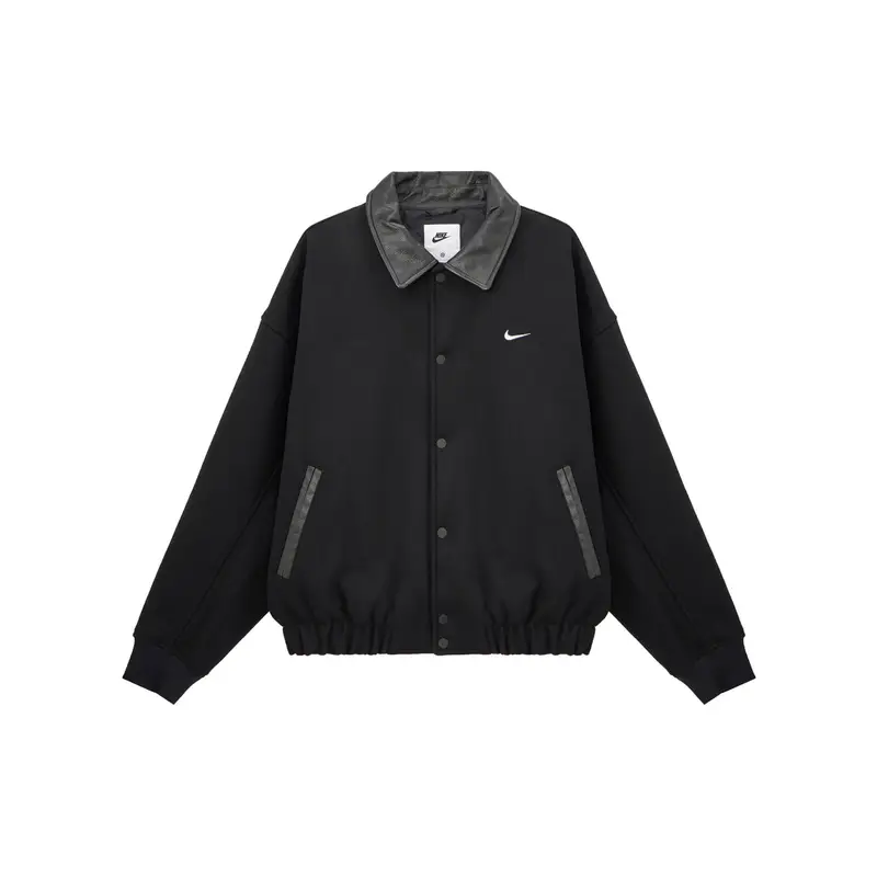 Giacca Nike Solo Lana Collo Varsity Comoda Moda Manica Lunga Uomo giacche Nero Bianco FZ1168-010 S