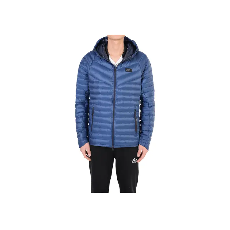 Giacca Piumino Calda con Cappuccio e Zip Serie Sport Lifestyle Nike Uomo Giacche Blu Scuro 943373-423 M miniatura 2