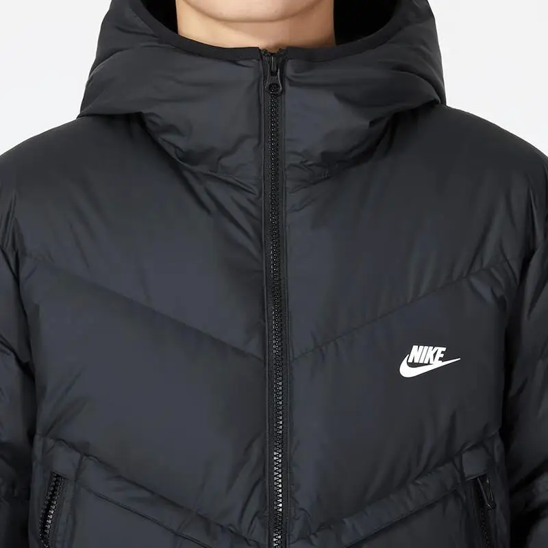 Nike Giacca Piumino Uomo con Cappuccio e Tasca con Zip Nero miniatura 4