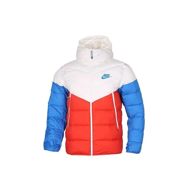 Giacca Piumino con Cappuccio Nike Windrunner Uomo Capispalla Rosso Blu Bianco 928834-133 XXL