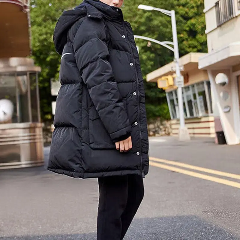 Giacca Piumino Media Lunghezza con Cappuccio Logo Nike Bambino Capispalla Nero 96J102-023 M miniatura 5