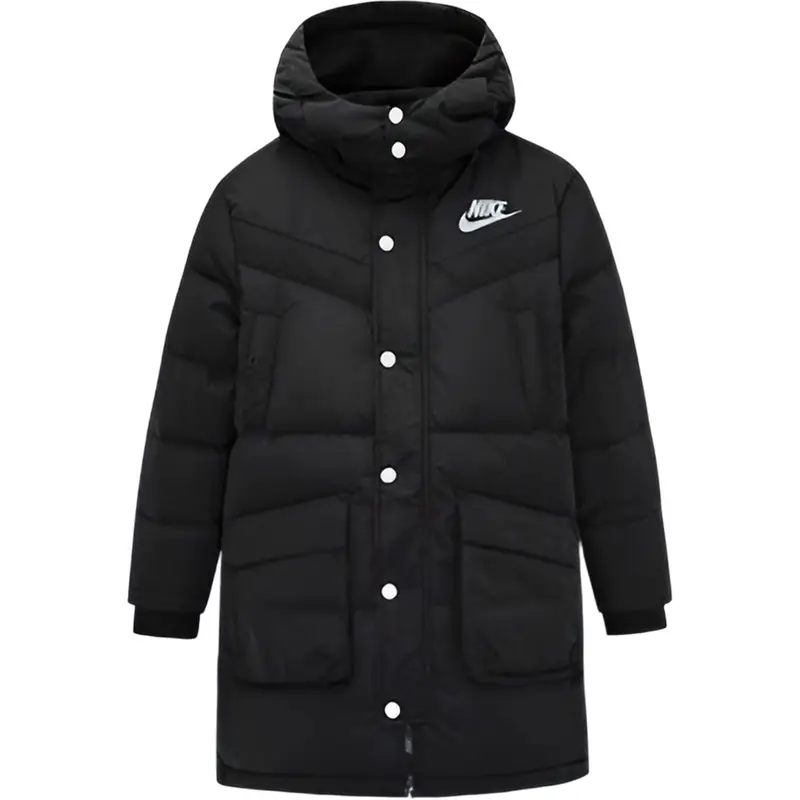 Giacca Piumino Media Lunghezza con Cappuccio Logo Nike Bambino Capispalla Nero 96J102-023 M