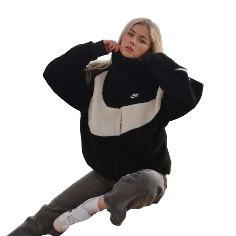 Giacca Reversibile in Boa Nike Big Swoosh Nero Bianco EU M nero miniatura 4