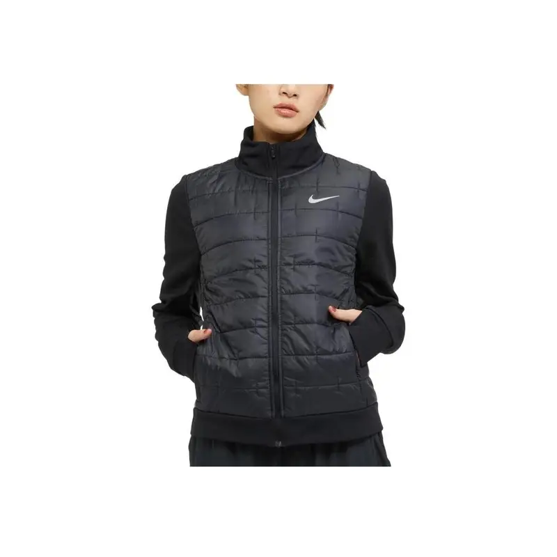 Giacca Sportiva Casual in Cotone Nike Therma Fit Tinta Unita con Inserti per Donna Giacche Nere DD6062-010 M miniatura 4