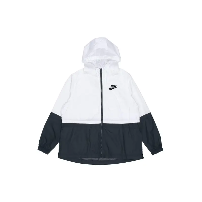 Giacca Sportiva Colorblock Tessuta con Cappuccio Donna Capispalla Nero Bianco AJ2983-102 XS