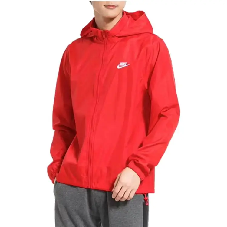 Giacca Sportiva con Zip e Collo Alto con Logo Alfabetico Nike Uomo Giacche Rosso AR2239-657 L miniatura 4
