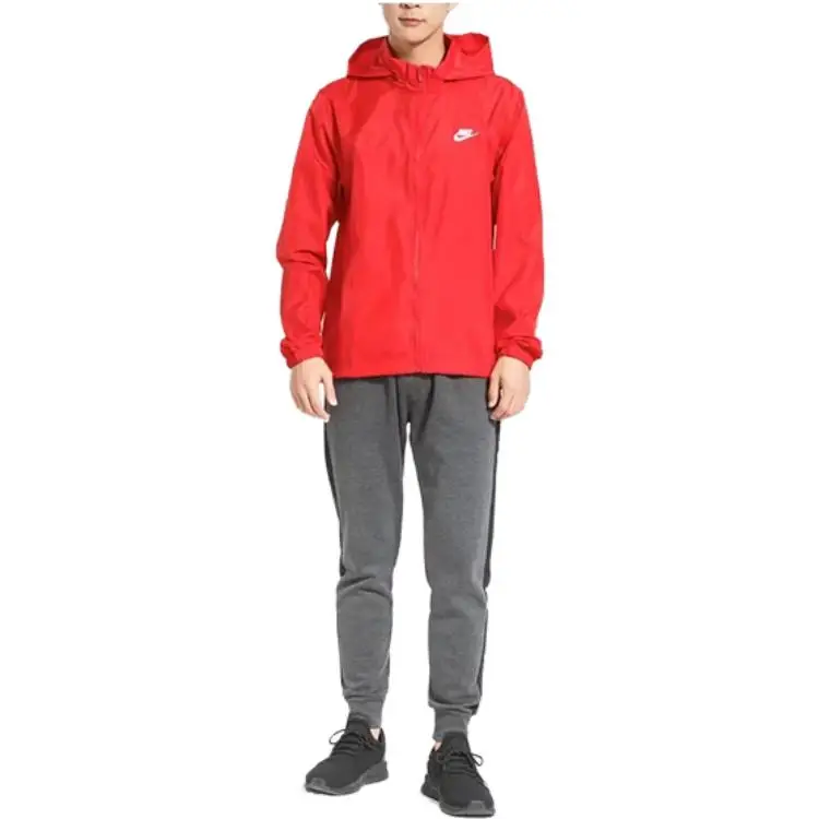 Giacca Sportiva con Zip e Collo Alto con Logo Alfabetico Nike Uomo Giacche Rosso AR2239-657 S miniatura 3