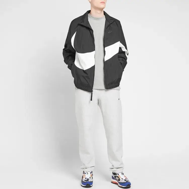 Giacca Statement Tessuta Big Swoosh Nera Uomo Streetwear AR3132-010 XL miniatura 2