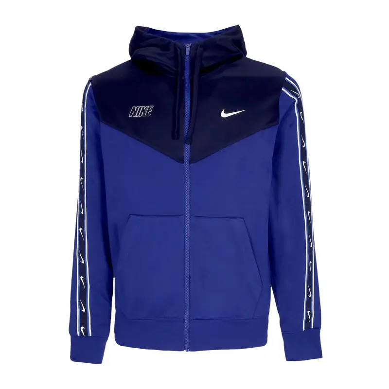 Giacca Tuta Cappuccio Uomo Sportswear Repeat Sw Pk Full-zip Hoodie Deep Royal Blue/blackened Blue/white